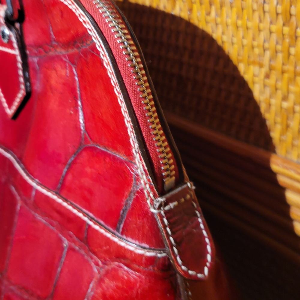 Dooney & Bourke Red Croc-Embossed Leather Bag - Picture 5 of 7